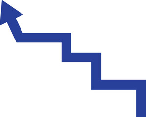 Blue Stair Step Upward Arrow Vector, Corporate Business Financial Growth Success Process Infographic Icon.
