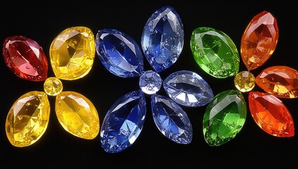 Jewel flowers in vibrant hues against a dark backdrop