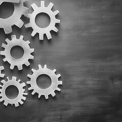 Metal gears on a dark surface, angled overhead