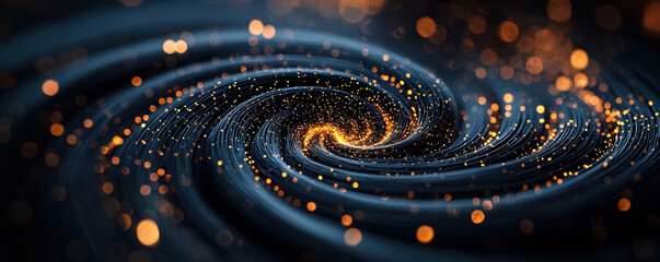 mesmerizing spiral of glowing particles in dark background, evoking sense of wonder and infinity