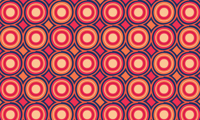 Hypnotic Retro 70s Psychedelic Seamless Pattern, Groovy Concentric Circle and Bullseye Background