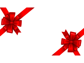 Elegant red ribbon gift bow decorates presents, perfect for celebrations, holidays, birthdays, or special occasions with a festive and classy touch.