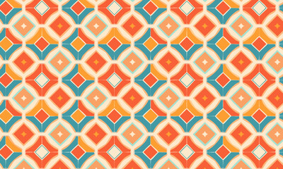 Retro Bohemian Geometric Seamless Pattern with Ethnic Diamond Shapes