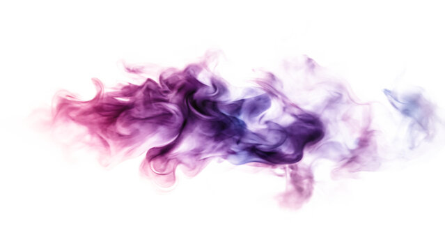 swirling pink purple and blue ink clouds isolated on white background, png, ai generated