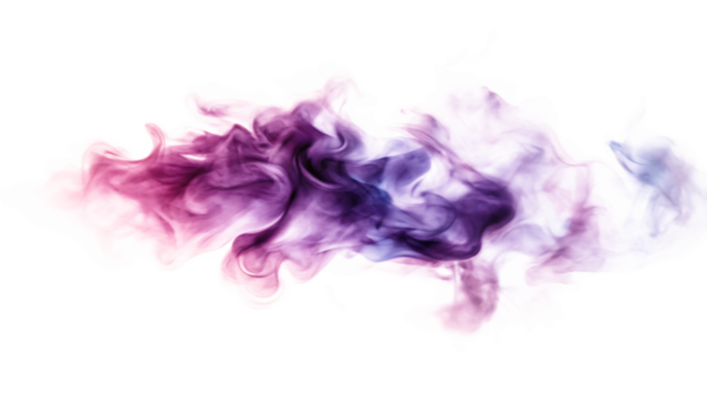 swirling pink purple and blue ink clouds isolated on white background, png, ai generated