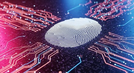 Ultra highresolution, professional studio photography of digital fingerprint on a circuit board, representing cybersecurity and biometric authentication technology