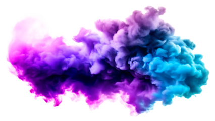 swirling purple and blue clouds isolated on white background, png, ai generated