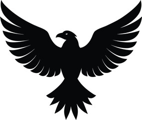 Black vector silhouette illustration of an eagle's wing flying, a wild tribal tattoo design symbol of nature and peace