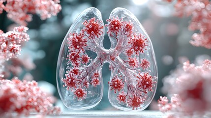 Innovative depiction of lungs affected by viruses in a scientific visualization