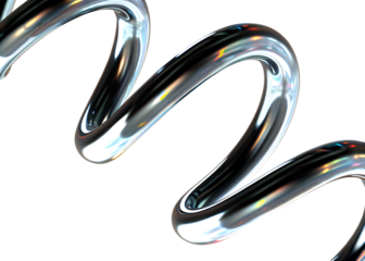 3d abstract liquid glass transparent spiral line  isolated on white background, png, ai generated