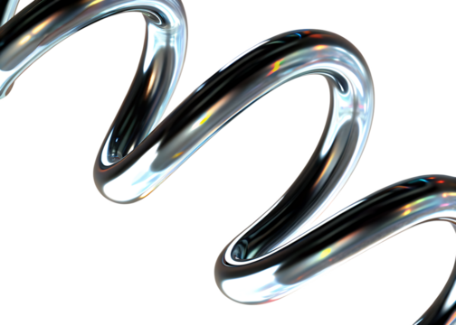 3d abstract liquid glass transparent spiral line  isolated on white background, png, ai generated