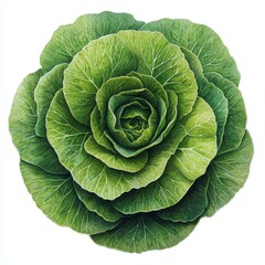 Fototapeta premium The detailed illustration features a circular arrangement of green succulent leaves, emphasizing their vibrant colors and intricate textures