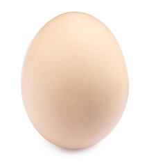 One raw chicken egg isolated on white