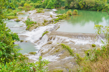 Mountain waterfalls and flowing water in Huangguoshu Scenic Area, Guizhou