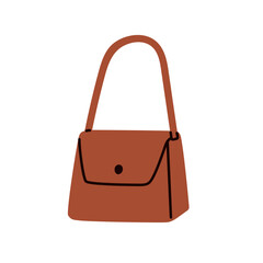 Hand bag, purse with strap. Modern trendy style handbag, fashion elegant female accessory. Stylish small clutch, structured model design. Flat vector illustration isolated on white background