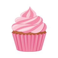 Sweet pink cupcake with delicious frosting is perfect for birthdays, bakeries or celebrations, a tempting treat!
