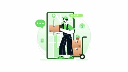 Courier service animation vector. ideal for websites, ads, brochures, and posters.
