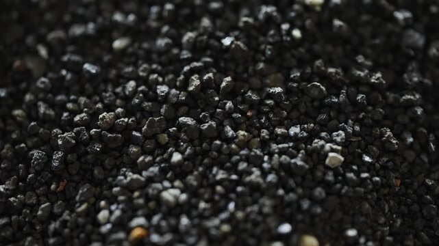 Black Rocky Macro Terrain Reacting To Magnetic Attraction