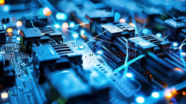Abstract network technology background with glowing data connections
