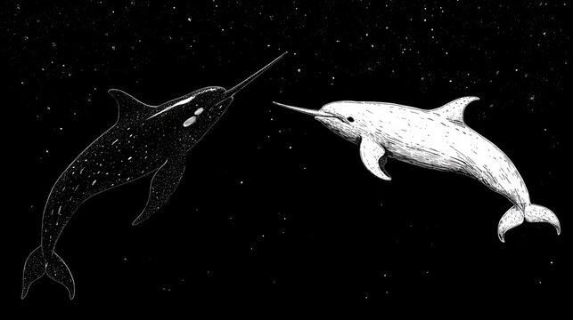 The design is a seamless pattern of a cute killer whale and a beluga whale