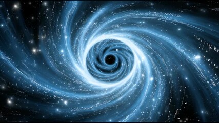 Mesmerizing cosmic spiral galaxy with glowing blue light and stars swirling in deep space, creating dynamic vortex and celestial swirl in vast universe full of mystery and depth - Powered by Adobe