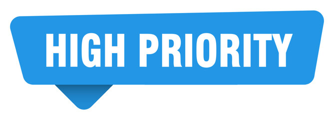 high priority sticker. high priority blue sign isolated on transpatent background