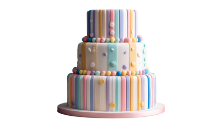 colorful birthday cake with candles. isolated on white background PNG