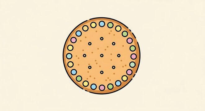 Delicious Cracker Illustration with Colorful Border on Cream Background.