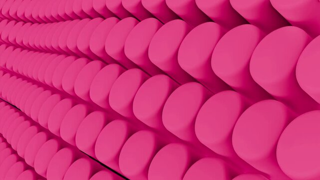 Bright red circular objects arranged in a uniform pattern on a dark surface