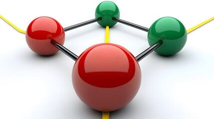Abstract Network Connection Red Green Spheres 3D Render