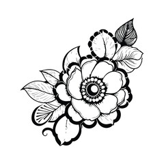 Monochrome Elegant Flower Vector