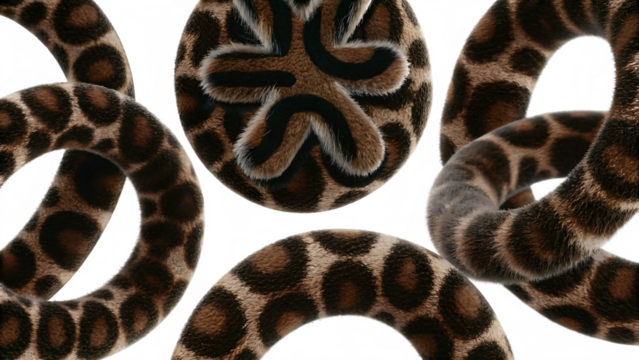 flying fluffy geometric 3d shapes with texture isolated on white background, png, ai generated - Powered by Adobe