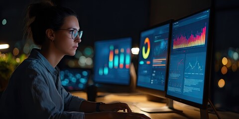 A businesswoman using advanced email marketing tools