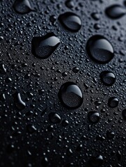 Close-up of water droplets on a dark surface