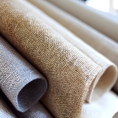 Close Up Rolled Fabric Textures Brown Beige Gray Linen Textile