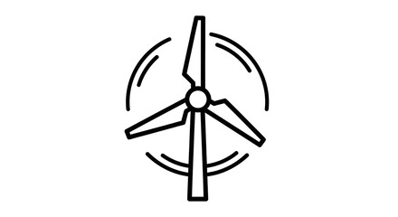 Outline icon of a spinning wind turbine for clean energy