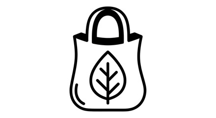 Reusable shopping bag icon with a leaf symbol for eco-friendly living