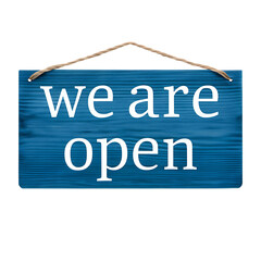 Fototapeta premium we are open signboard for shops and businesses isolated on white background, png, ai generated