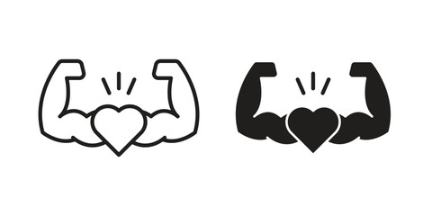 Strong heart icon simple vector symbol