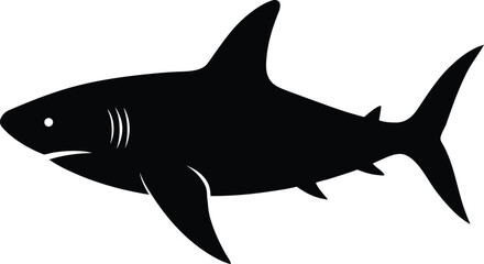 Fototapeta premium White great shark vector illustration: a dangerous ocean predator swimming in blue water