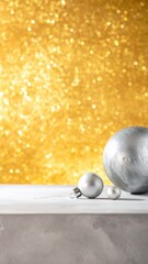 Silver ornaments on textured surface
