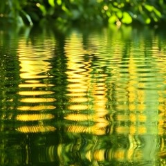 Golden Green Water Reflections Abstract Nature Background