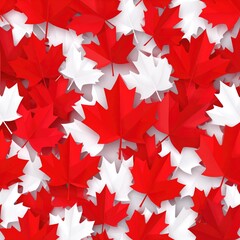 Red and white maple leaf pattern