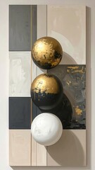 Spheres & rectangles abstract art