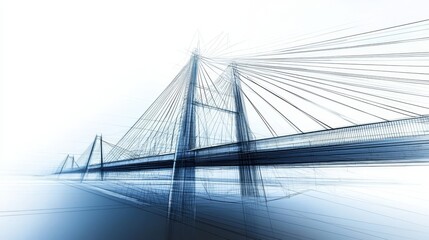 Obraz premium Stunning blueprint sketch showcasing modern bridge architecture. 