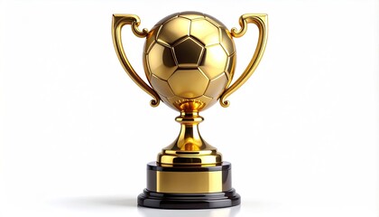 Golden trophy of a soccer ball shape