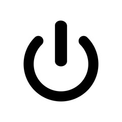 Minimalist power button vector icon in bold black line. Simple design for apps, websites, electronic devices, branding, and modern tech-related projects.