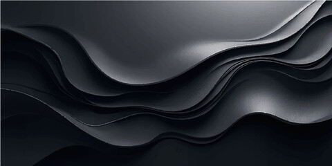 Abstract black and white background with a dynamic blue wave vector pattern, light motion, and futuristic curve design