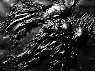Abstract Black Molten Metal Texture Background