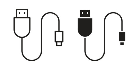 USB cable icon simple vector symbol